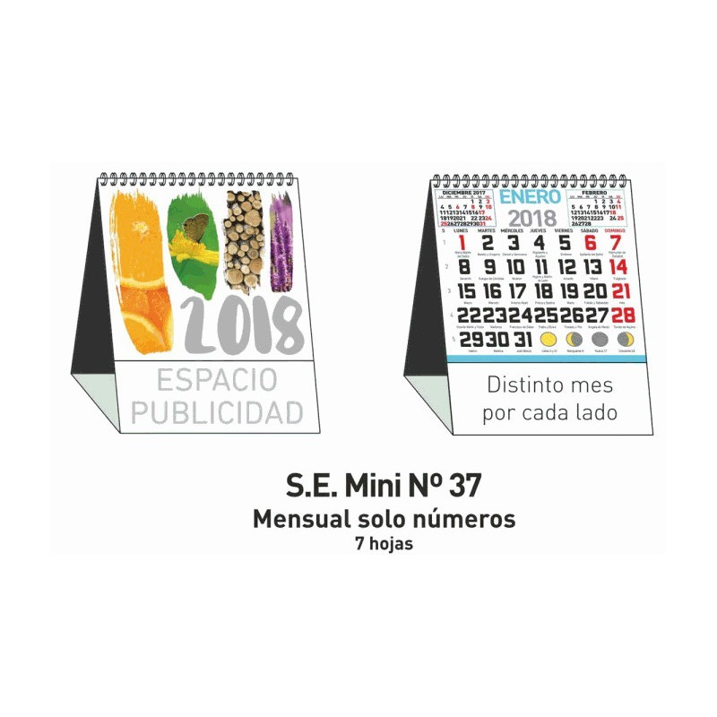 CALENDARIO SOBREMESA mini  MENSUAL 7 HOJAS