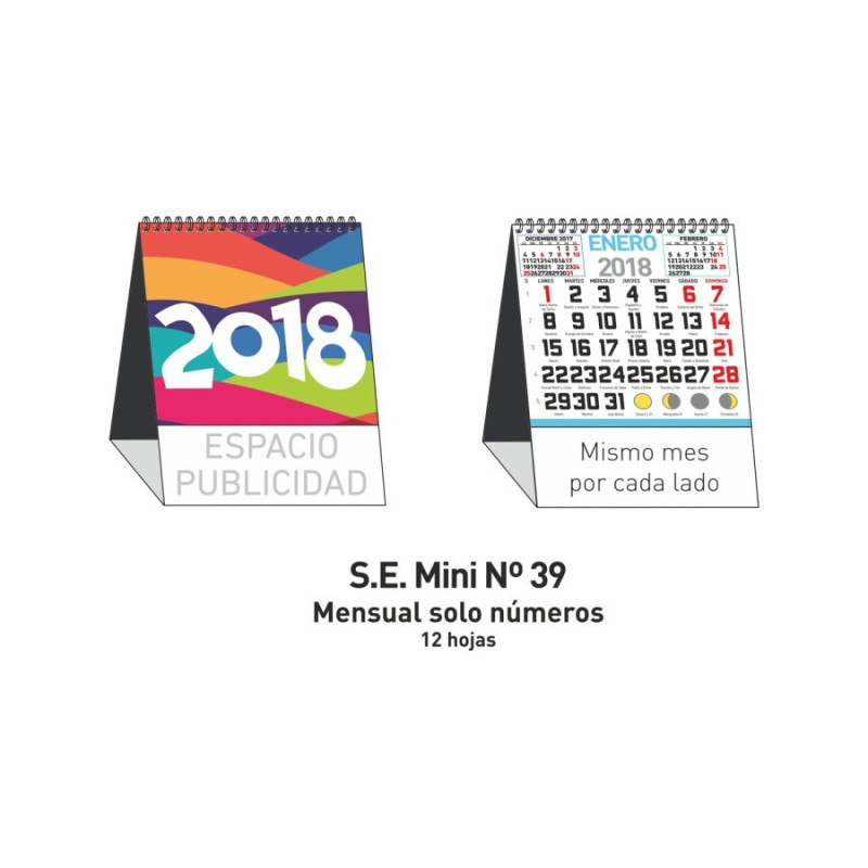 CALENDARIO SOBREMESA mini MENSUAL 12 HOJAS