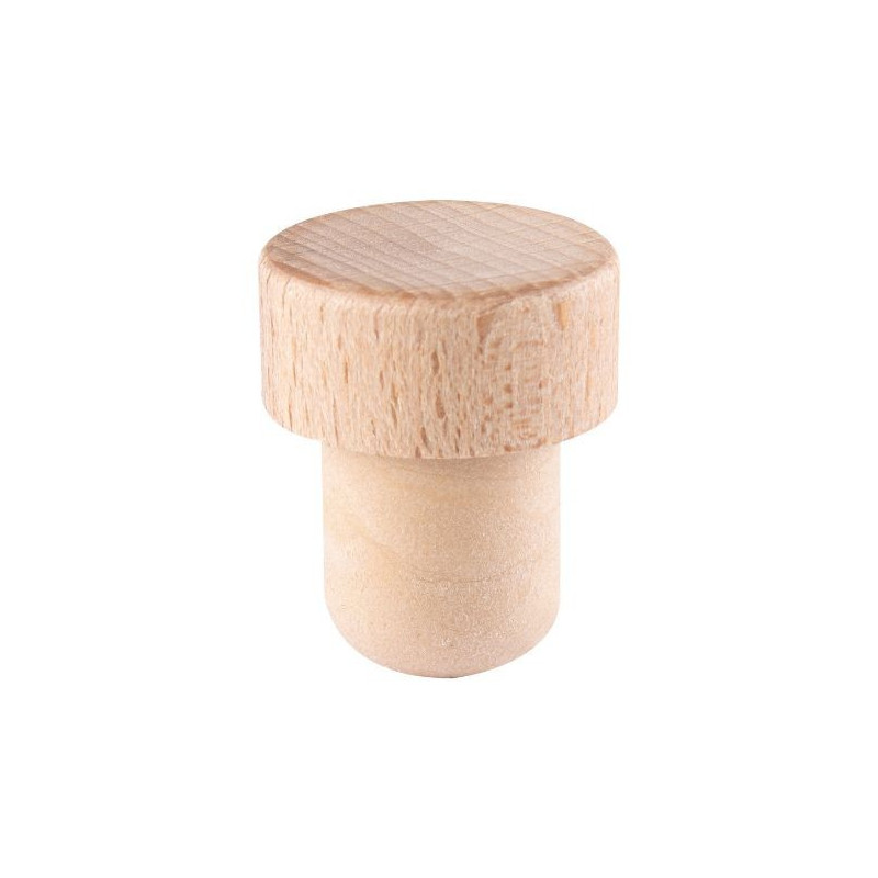 Tapón para botella de vino fabricado en madera de haya. Fabricación Europea.